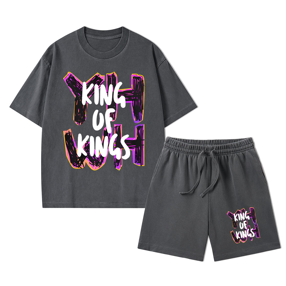 King Of Kings Christian Washed T-Shirt & Shorts