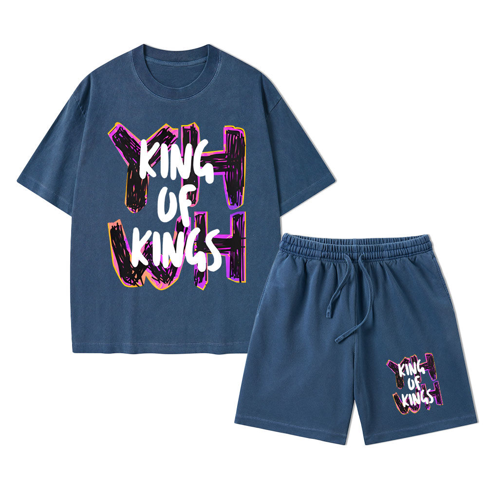 King Of Kings Christian Washed T-Shirt & Shorts