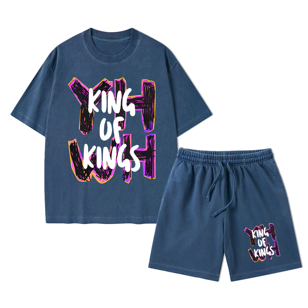King Of Kings Christian Washed T-Shirt & Shorts