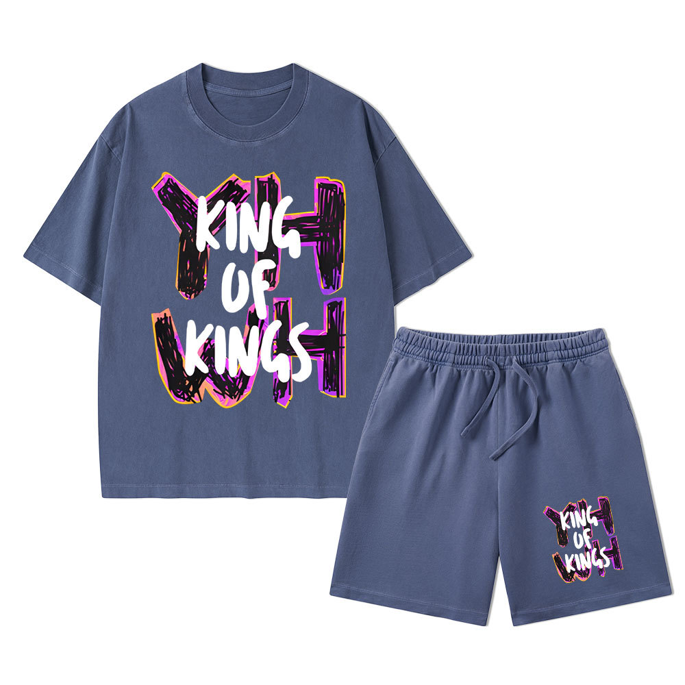 King Of Kings Christian Washed T-Shirt & Shorts