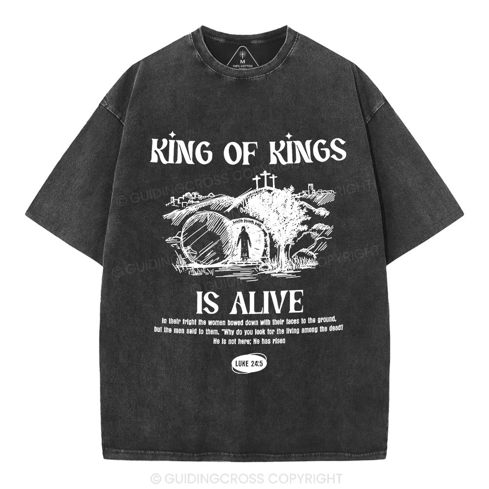 King Of Kings Is Alive Christian Washed T-Shirt