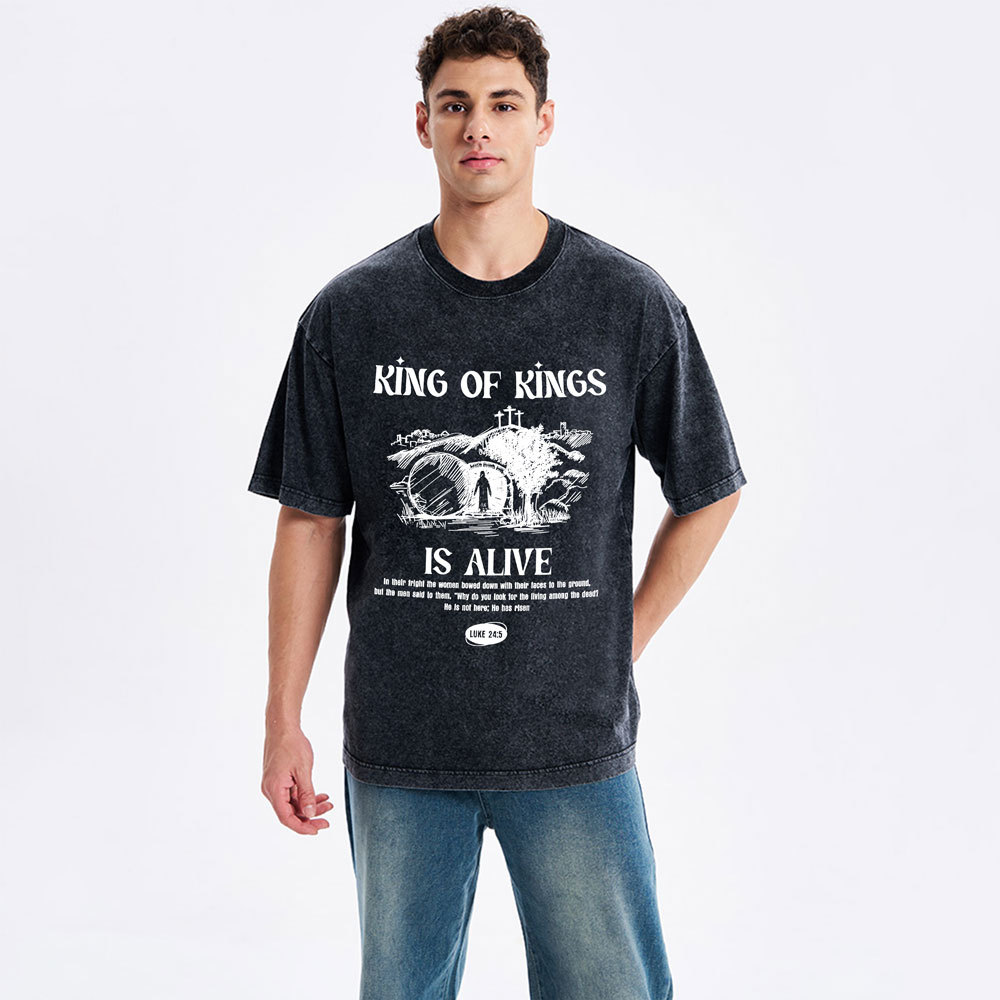 King Of Kings Is Alive Christian Washed T-Shirt