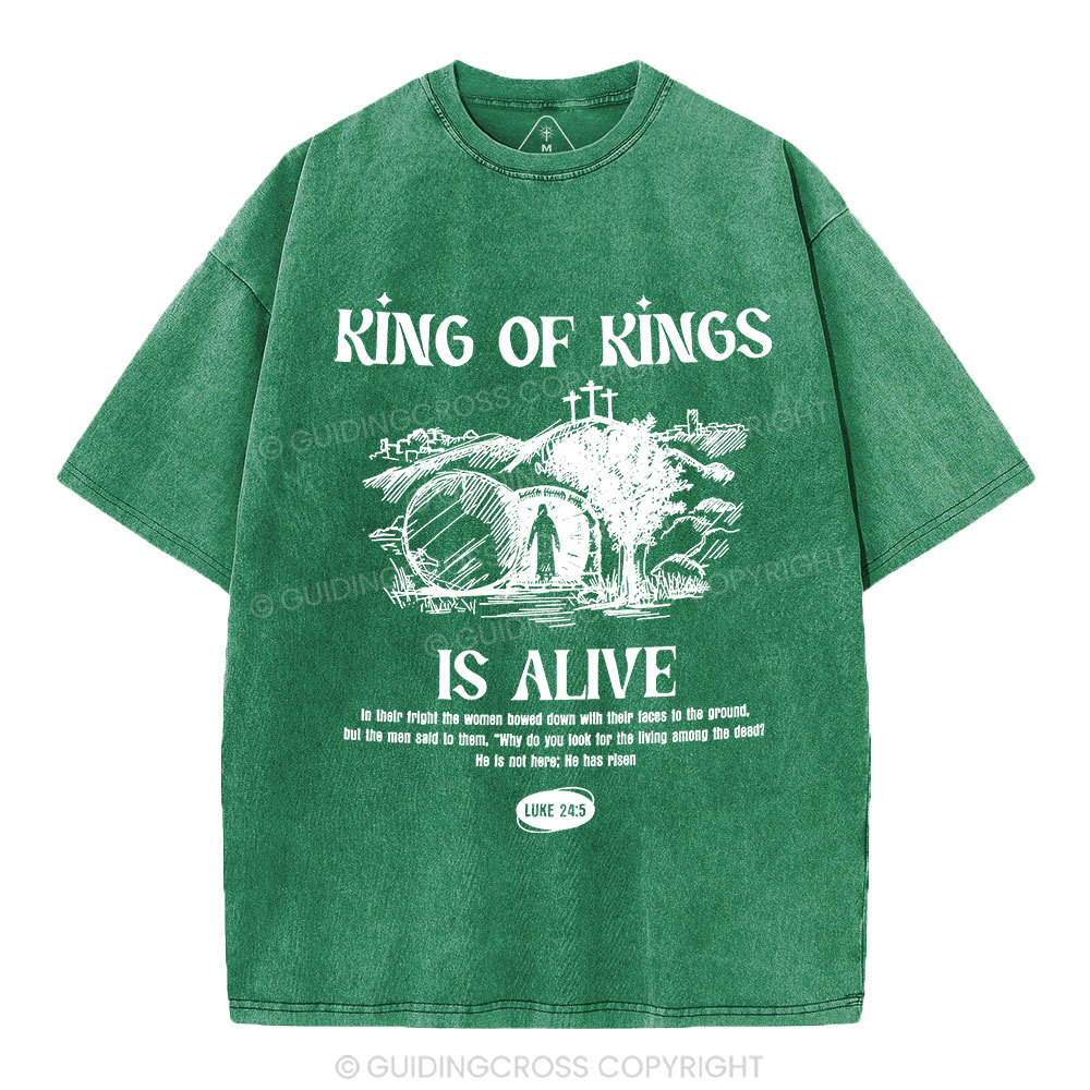 King Of Kings Is Alive Christian Washed T-Shirt