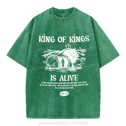 King Of Kings Is Alive Christian Washed T-Shirt