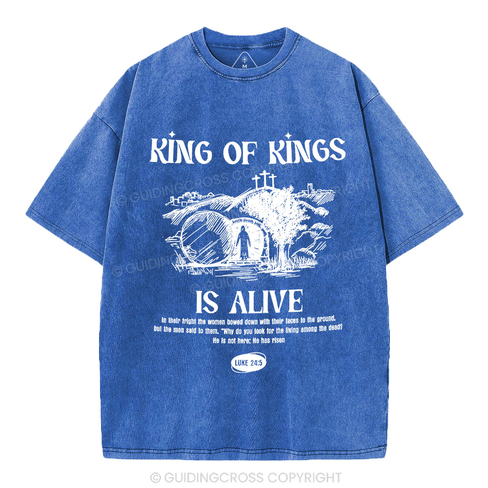 King Of Kings Is Alive Christian Washed T-Shirt