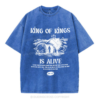 King Of Kings Is Alive Christian Washed T-Shirt