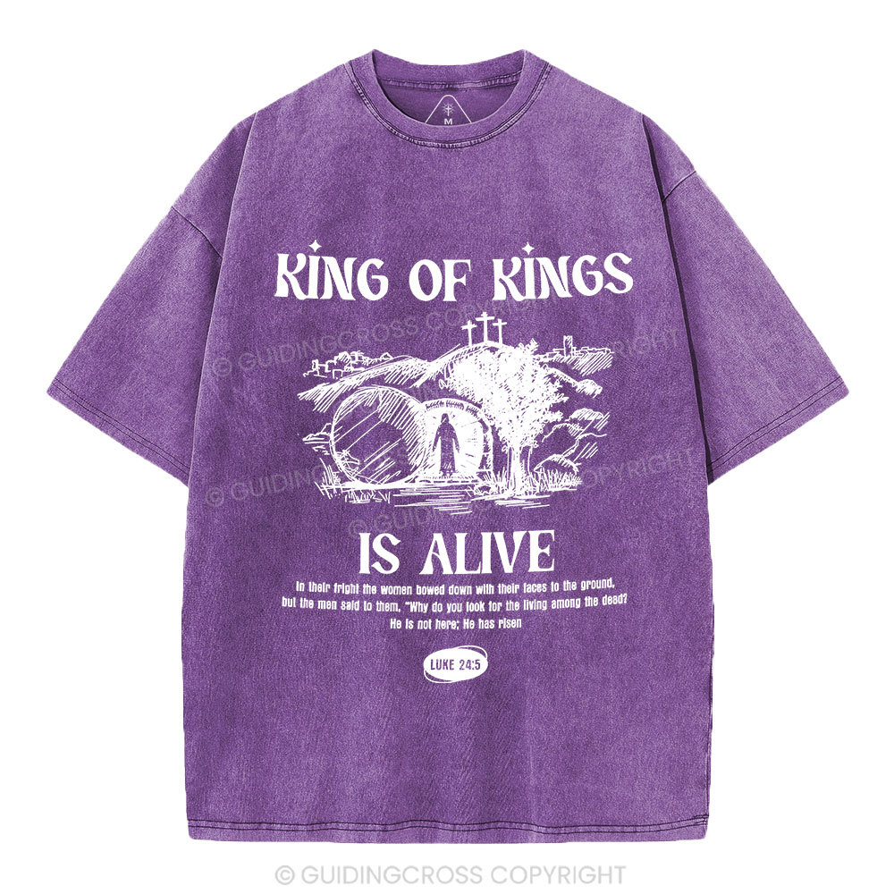 King Of Kings Is Alive Christian Washed T-Shirt