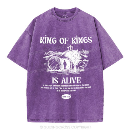 King Of Kings Is Alive Christian Washed T-Shirt