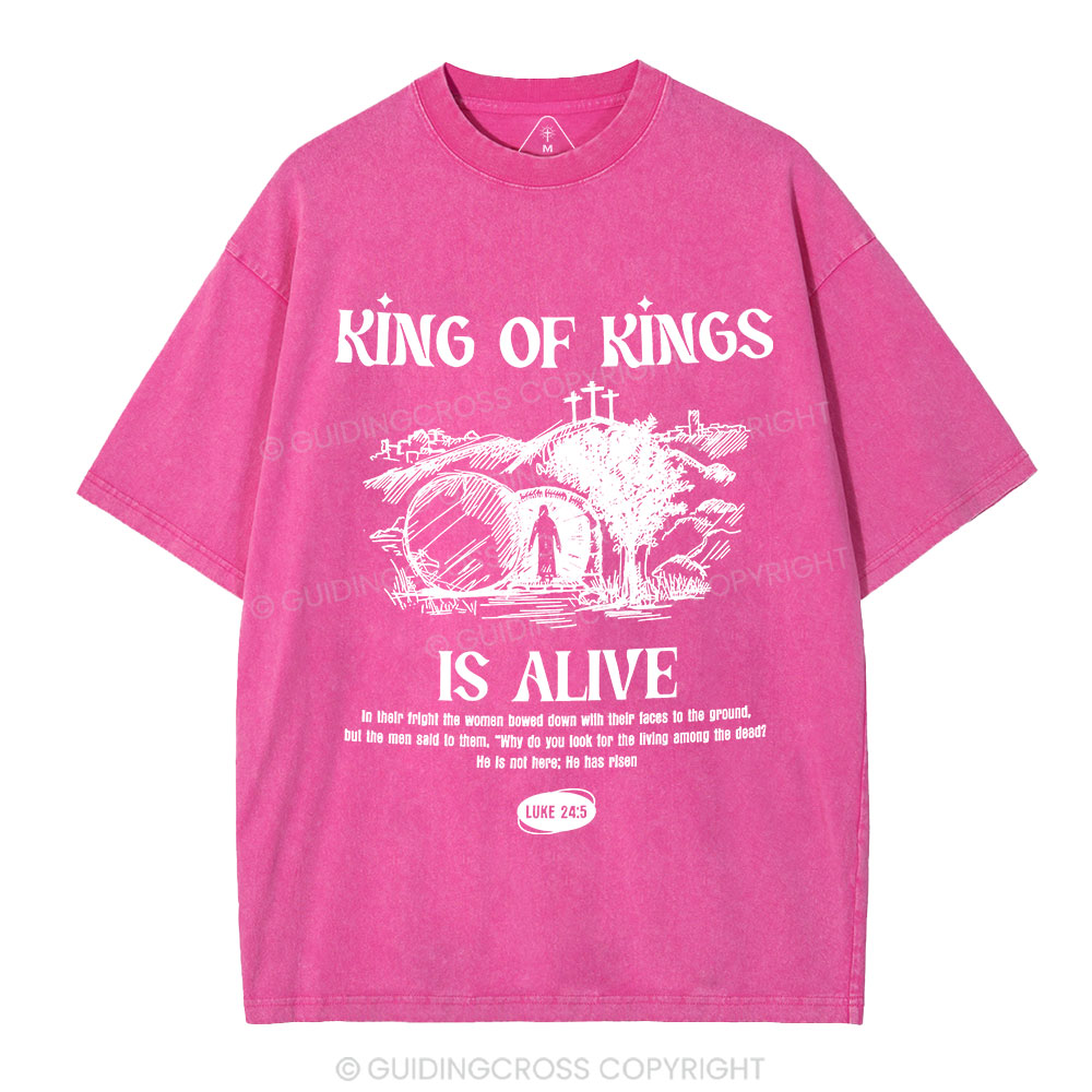 King Of Kings Is Alive Christian Washed T-Shirt