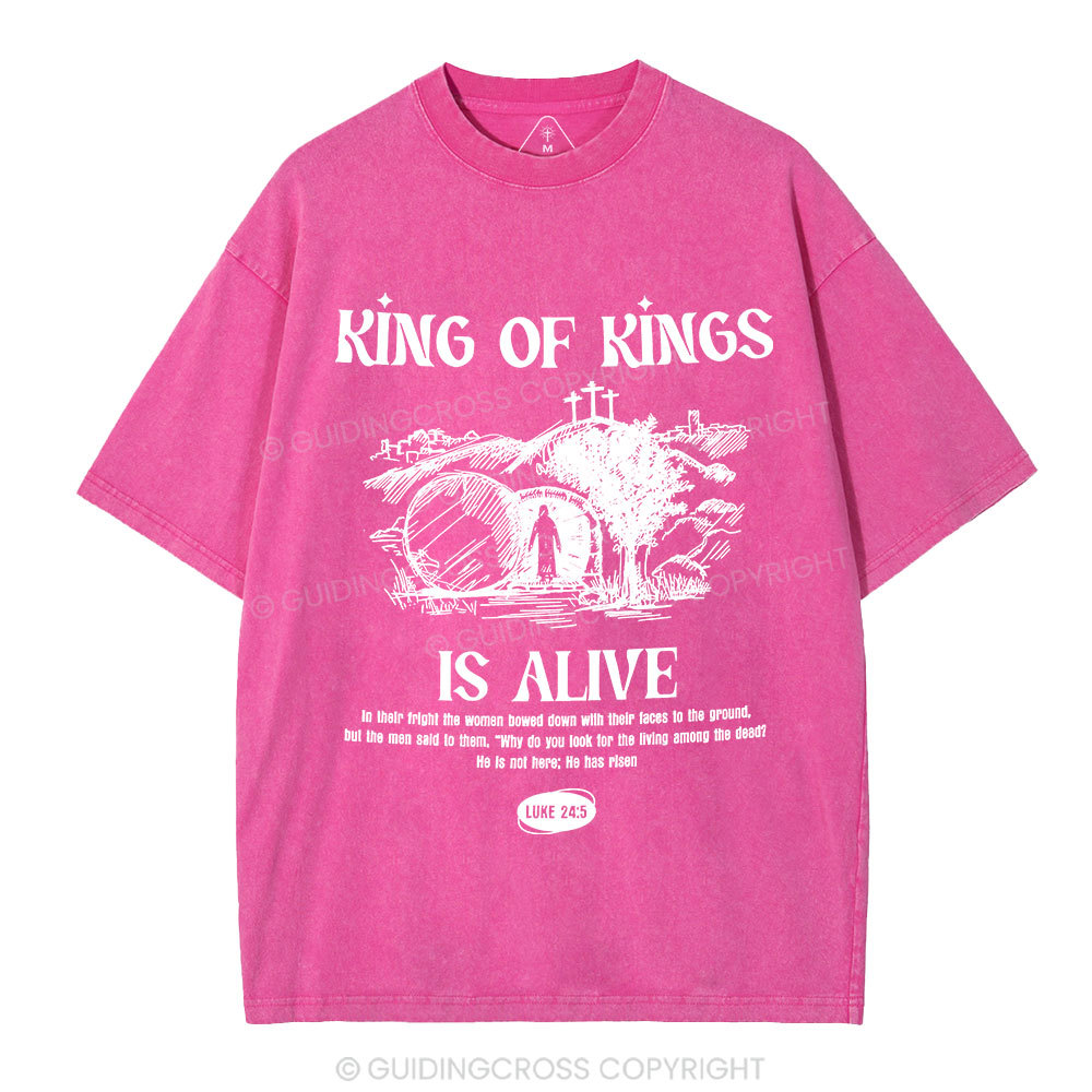 King Of Kings Is Alive Christian Washed T-Shirt