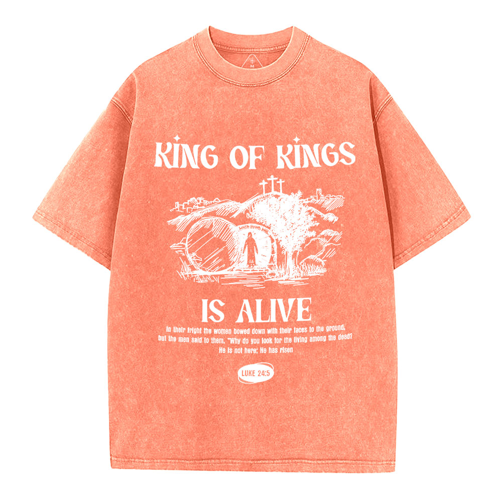 King Of Kings Is Alive Christian Washed T-Shirt