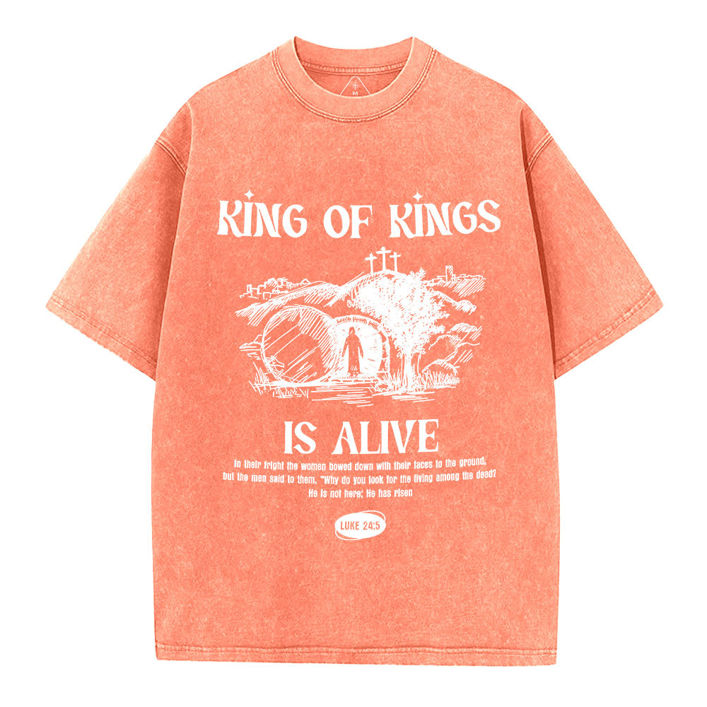 King Of Kings Is Alive Christian Washed T-Shirt