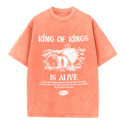 King Of Kings Is Alive Christian Washed T-Shirt