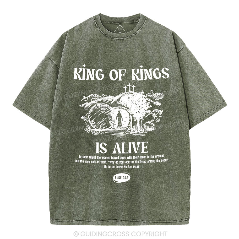 King Of Kings Is Alive Christian Washed T-Shirt