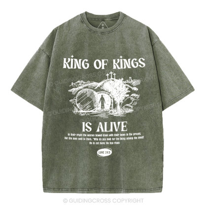 King Of Kings Is Alive Christian Washed T-Shirt