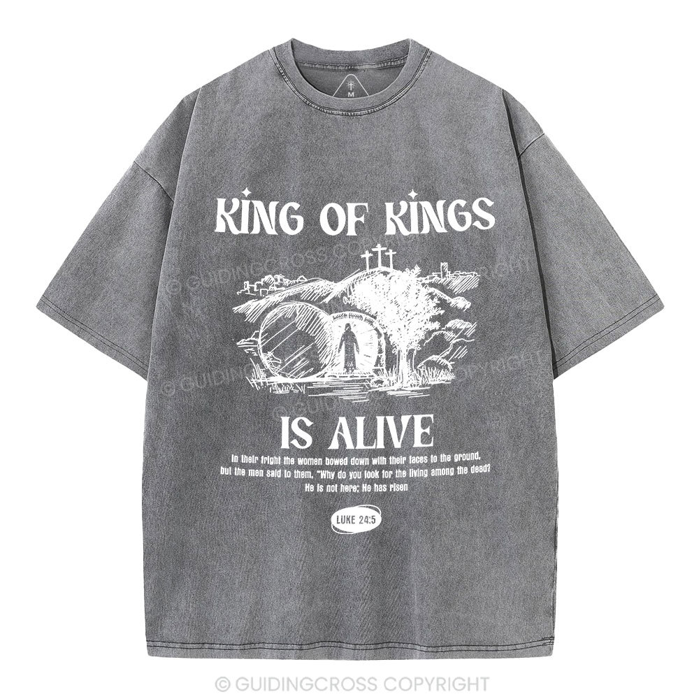 King Of Kings Is Alive Christian Washed T-Shirt
