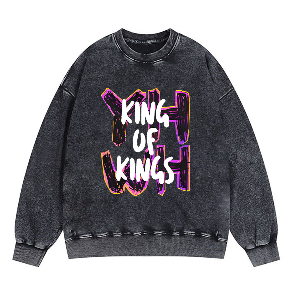 King Of Kings YHWH Christian Washed Sweatshirt