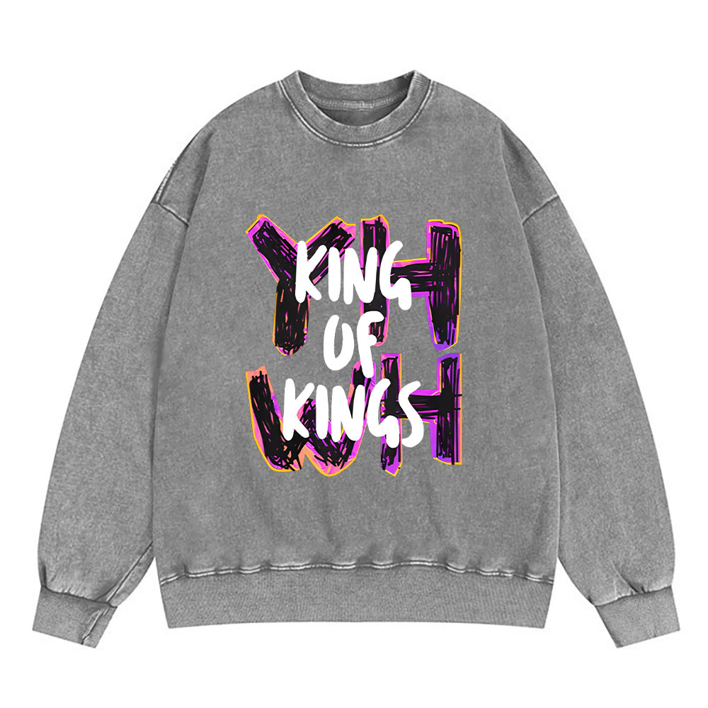 King Of Kings YHWH Christian Washed Sweatshirt