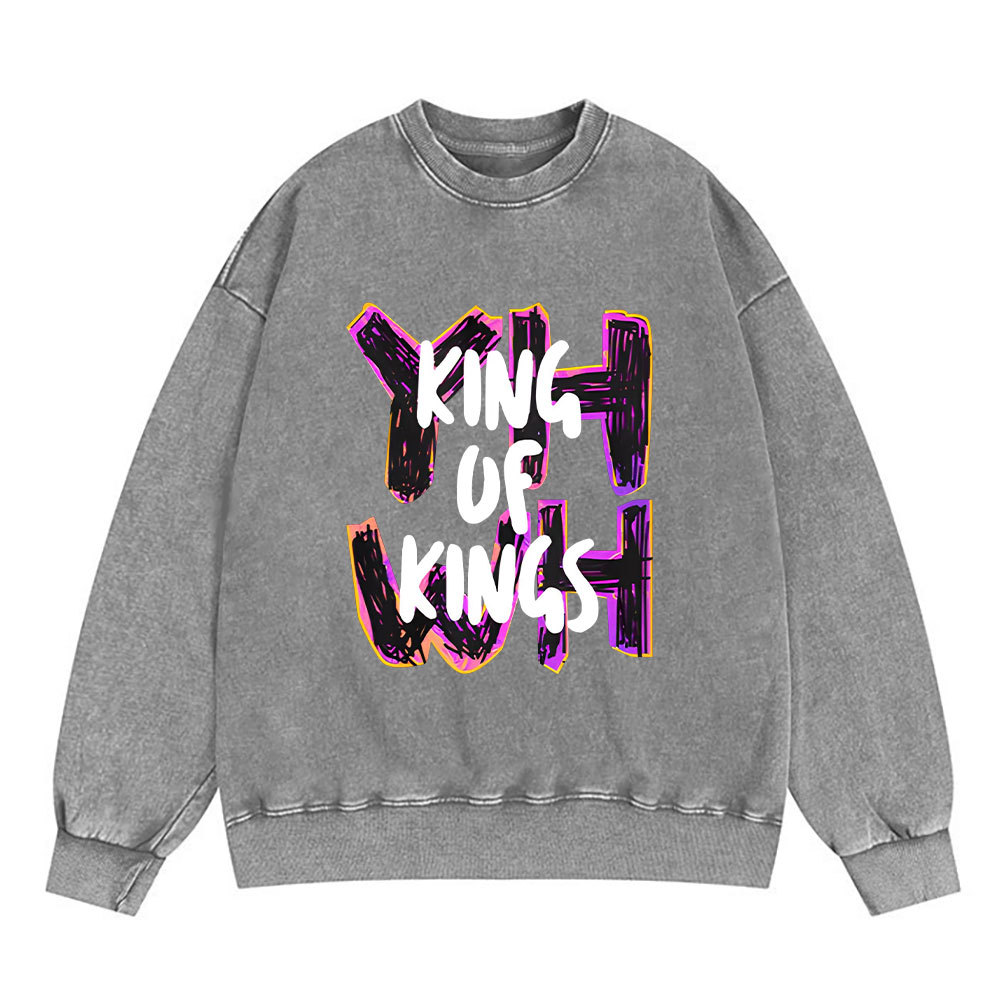 King Of Kings YHWH Christian Washed Sweatshirt