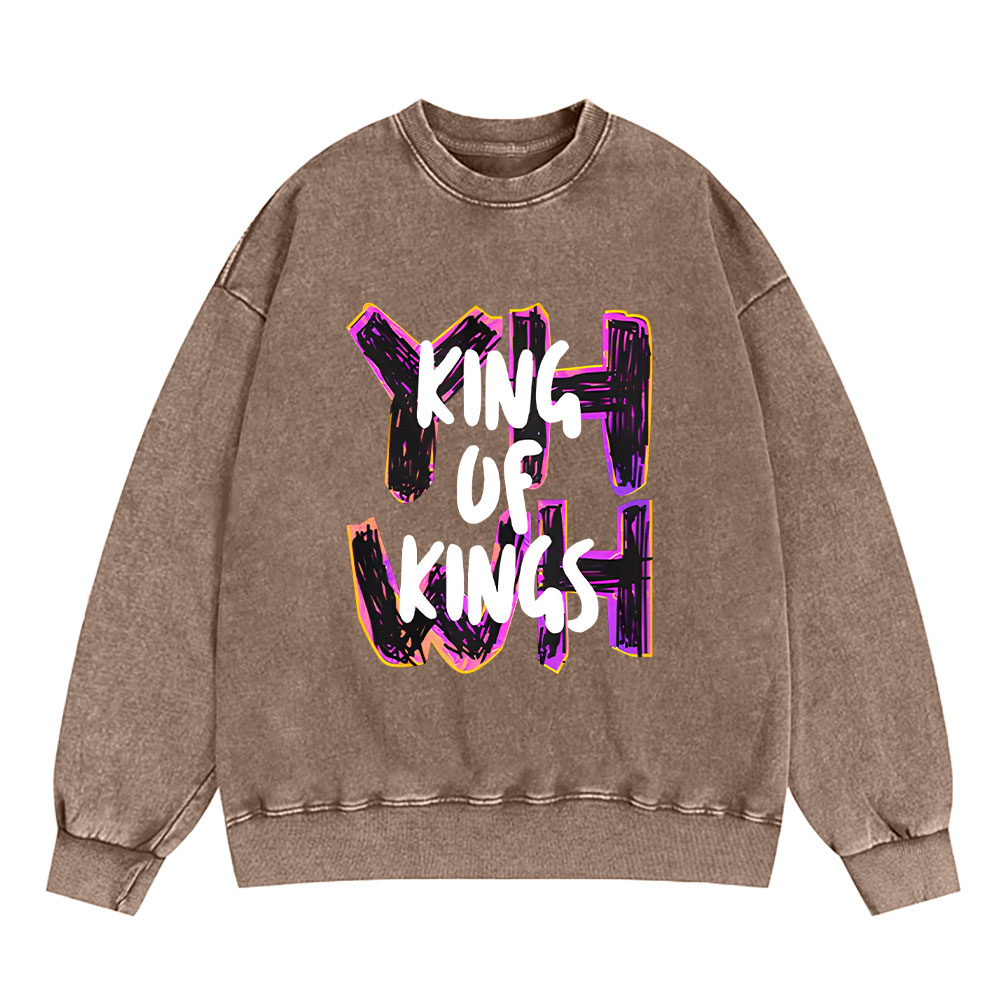 King Of Kings YHWH Christian Washed Sweatshirt