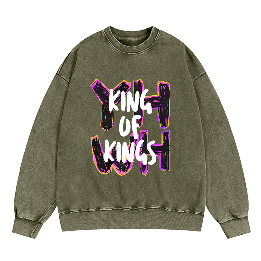 King Of Kings YHWH Christian Washed Sweatshirt