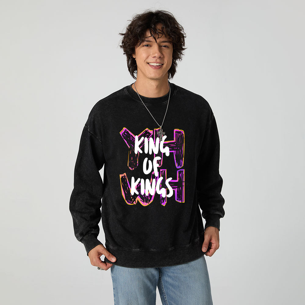 King Of Kings YHWH Christian Washed Sweatshirt
