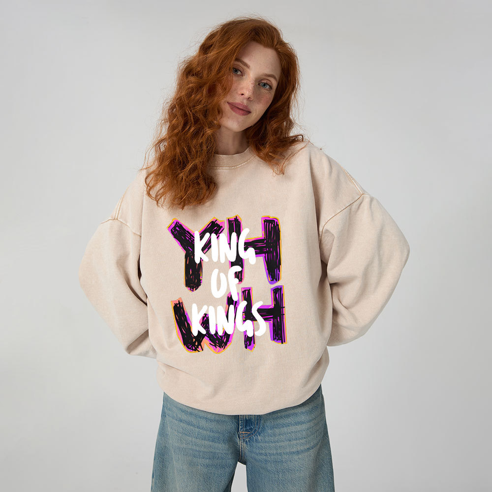 King Of Kings YHWH Christian Washed Sweatshirt