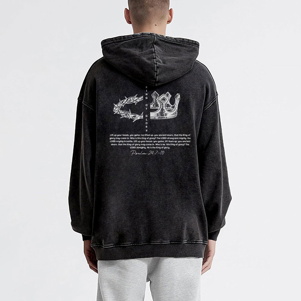 King of Glory Christian Washed Hoodie