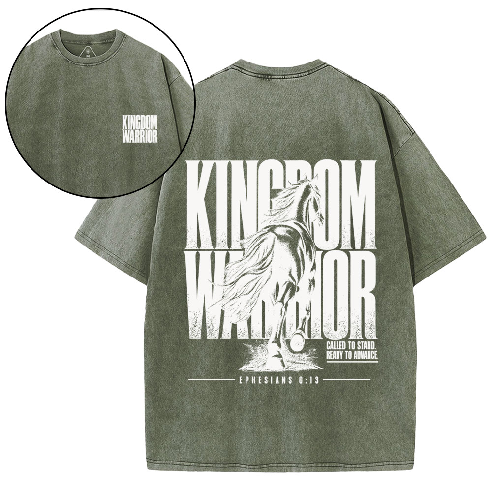 Kingdom Warrior Christian Washed T-Shirt