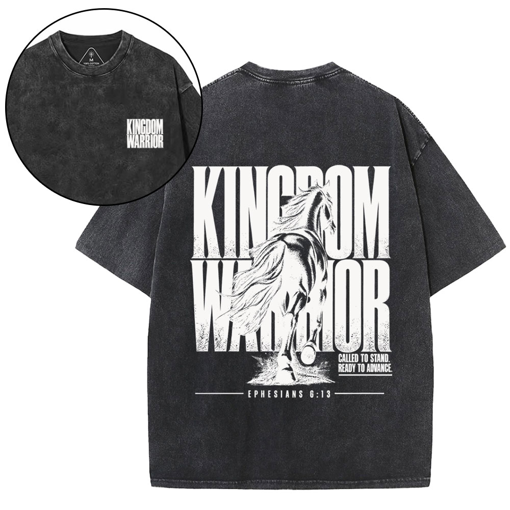 Kingdom Warrior Christian Washed T-Shirt