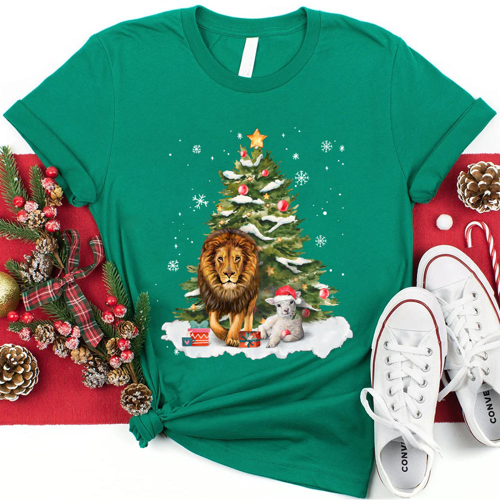 Lamb Of God Lion Christian Christmas T-Shirt