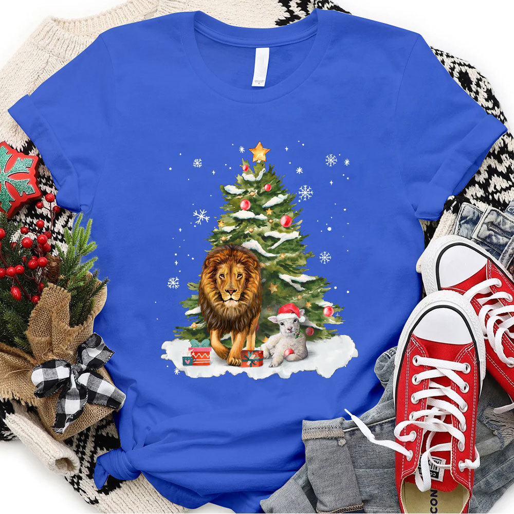 Lamb Of God Lion Christian Christmas T-Shirt