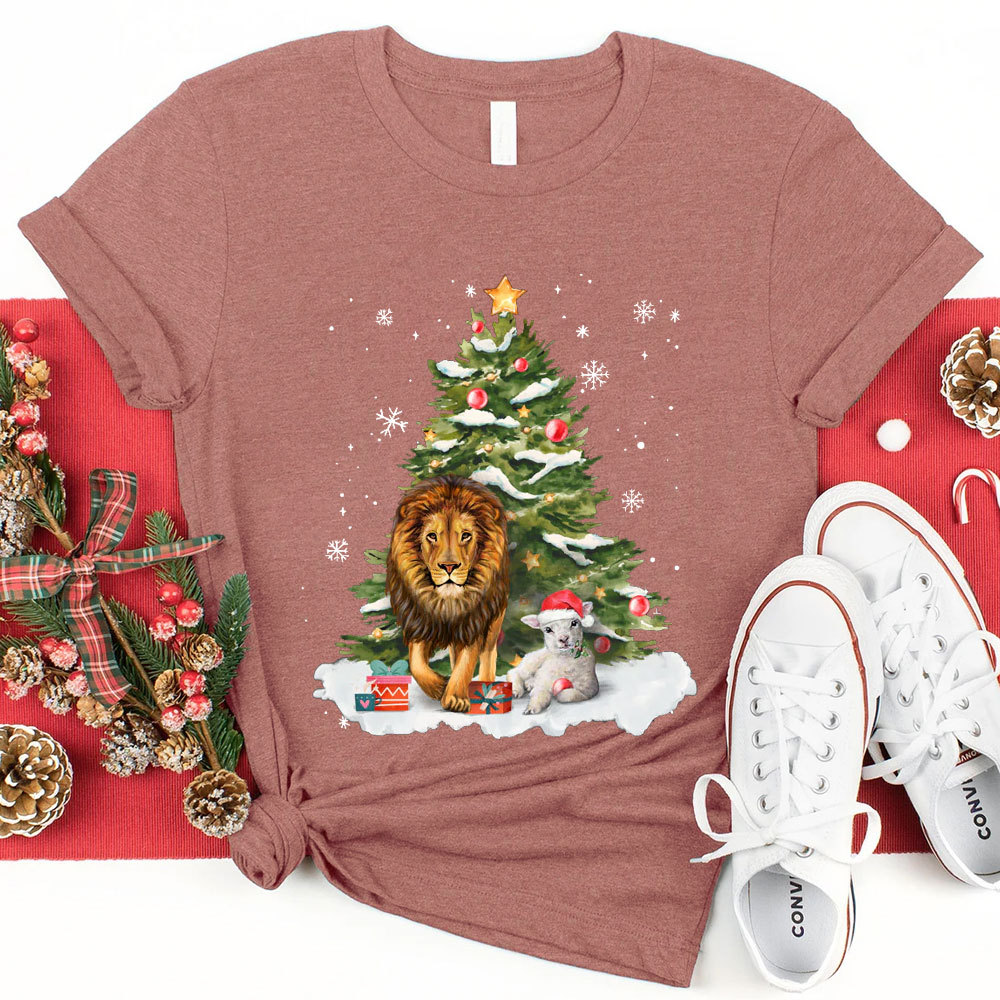 Lamb Of God Lion Christian Christmas T-Shirt
