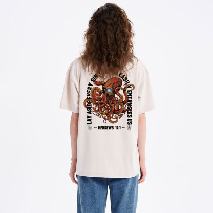 Lay Aside Every Sin Christian Washed T-Shirt