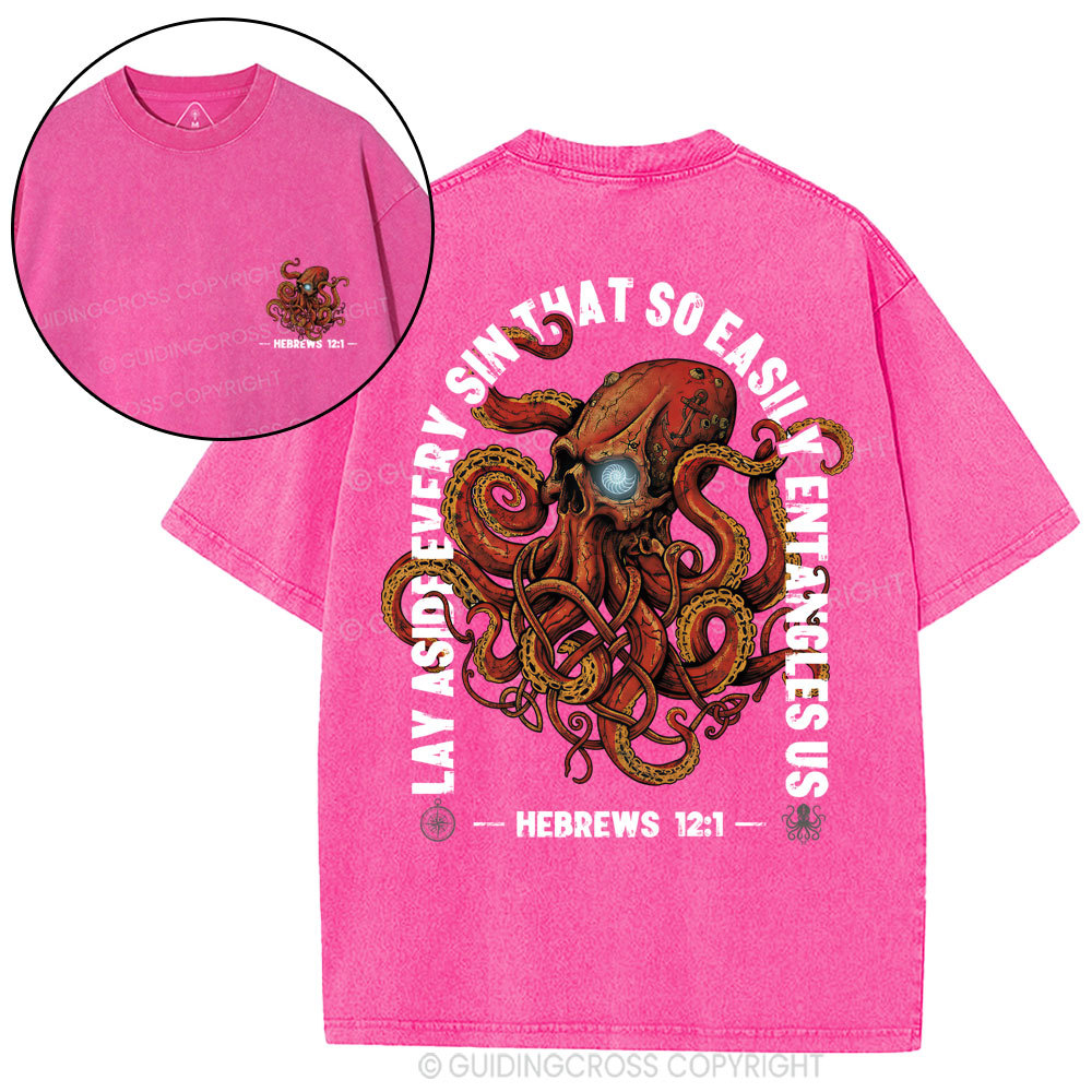 Lay Aside Every Sin Christian Washed T-Shirt