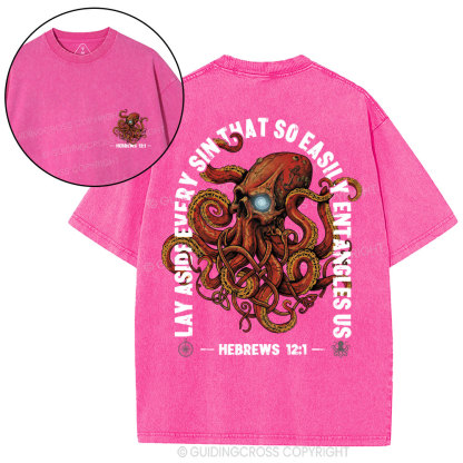 Lay Aside Every Sin Christian Washed T-Shirt