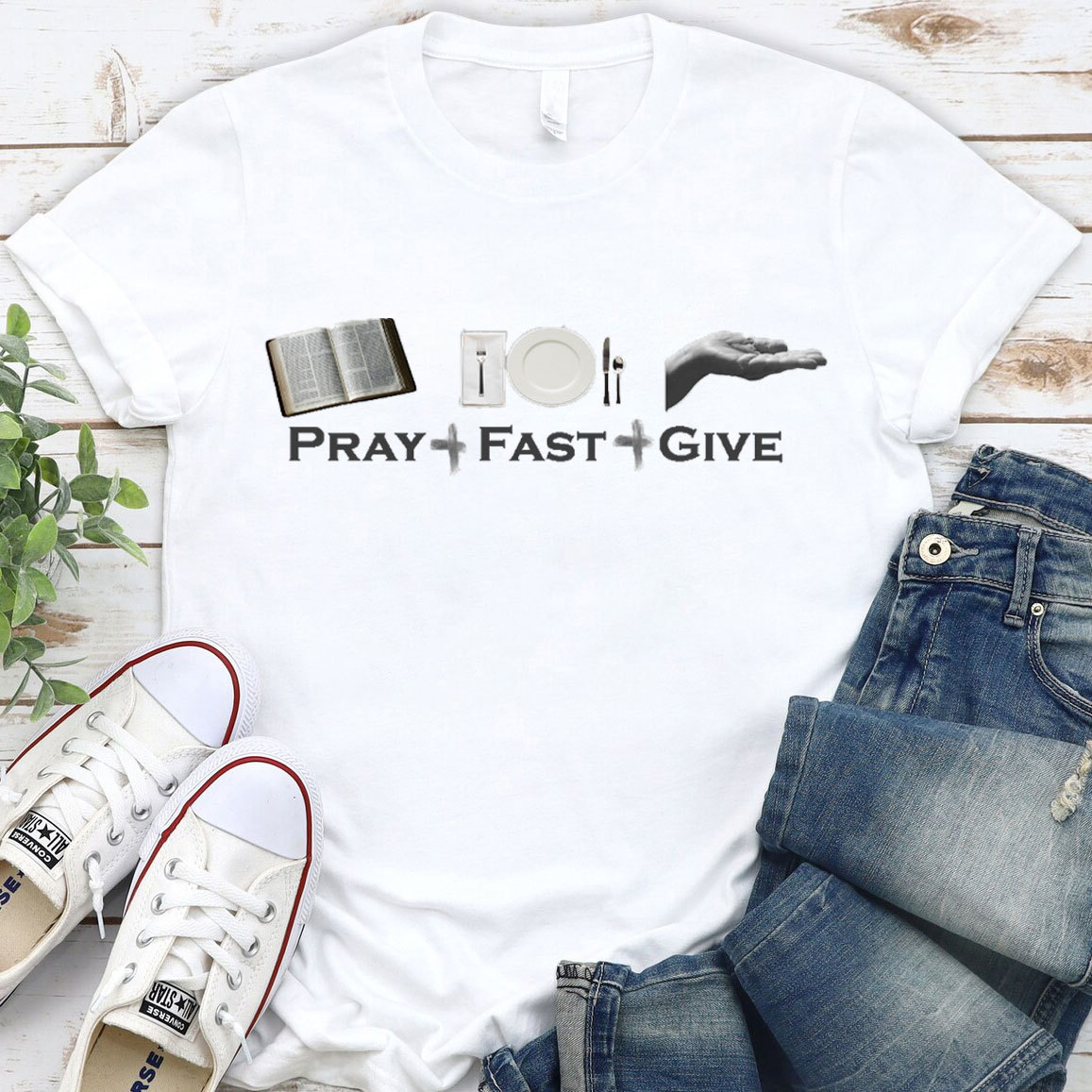 Lent Pray Fast Give Christian T-Shirt