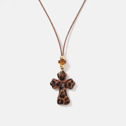 Leopard Print Cross Christian Necklace