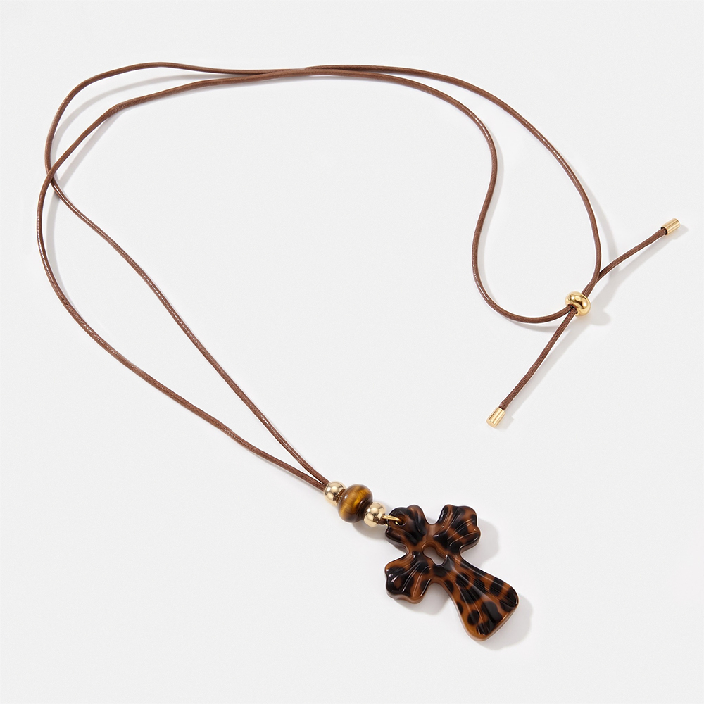 Leopard Print Cross Christian Necklace
