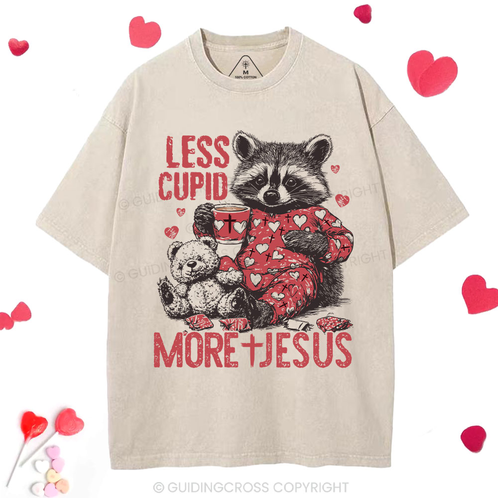 Less Cupid More Jesus Christian Washed T-Shirt