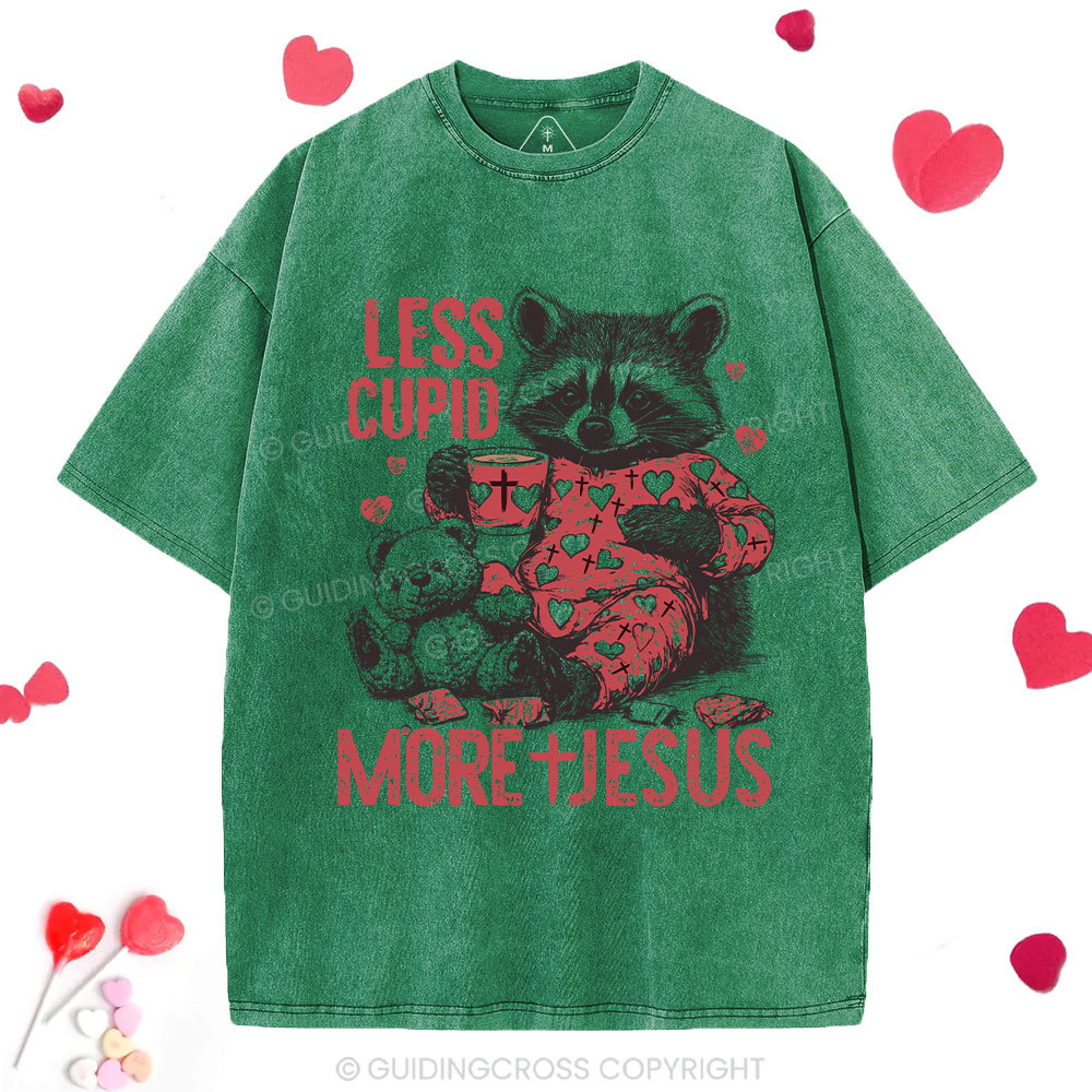 Less Cupid More Jesus Christian Washed T-Shirt