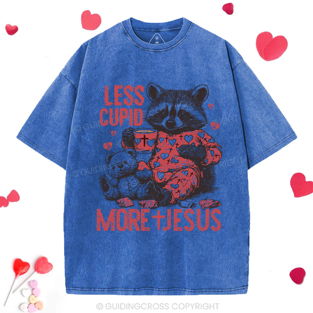 Less Cupid More Jesus Christian Washed T-Shirt