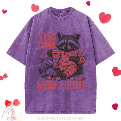 Less Cupid More Jesus Christian Washed T-Shirt