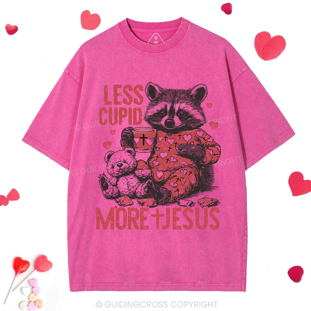 Less Cupid More Jesus Christian Washed T-Shirt