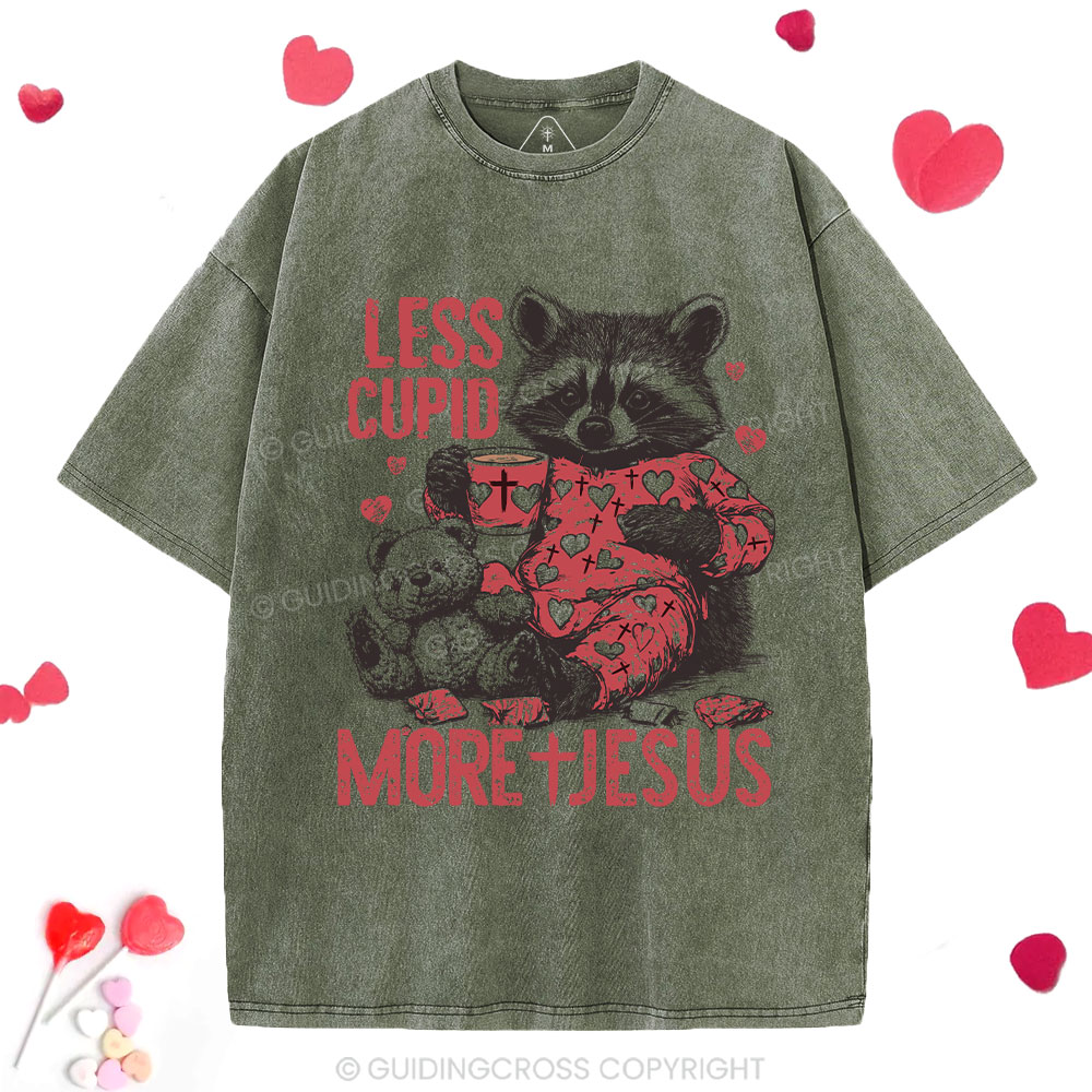 Less Cupid More Jesus Christian Washed T-Shirt