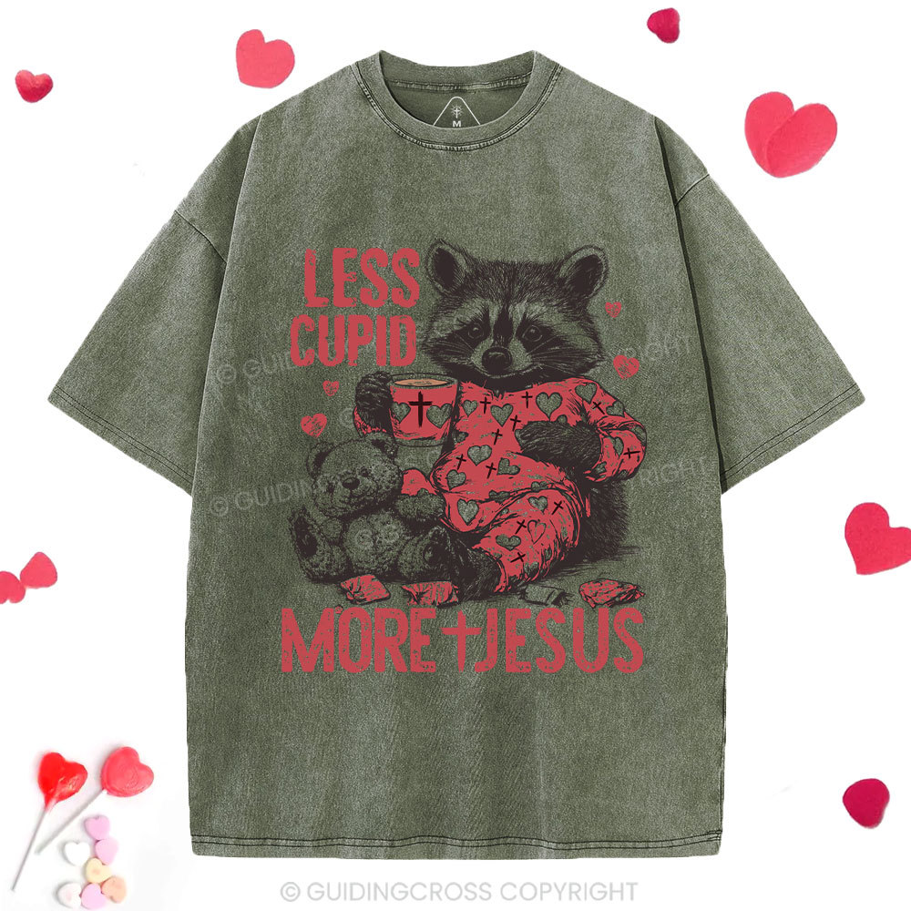Less Cupid More Jesus Christian Washed T-Shirt