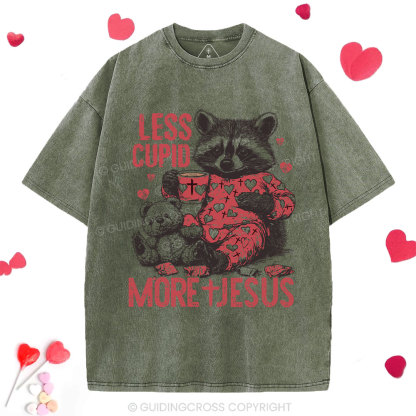 Less Cupid More Jesus Christian Washed T-Shirt