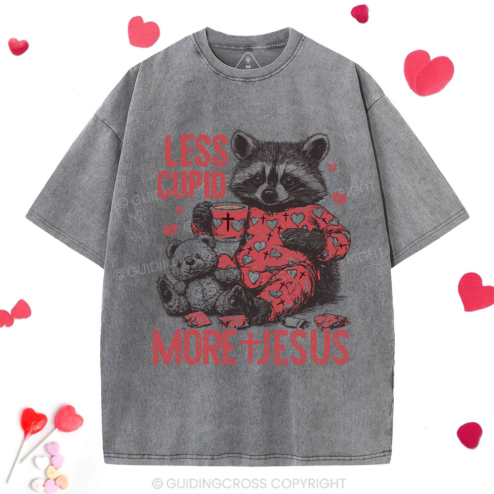 Less Cupid More Jesus Christian Washed T-Shirt