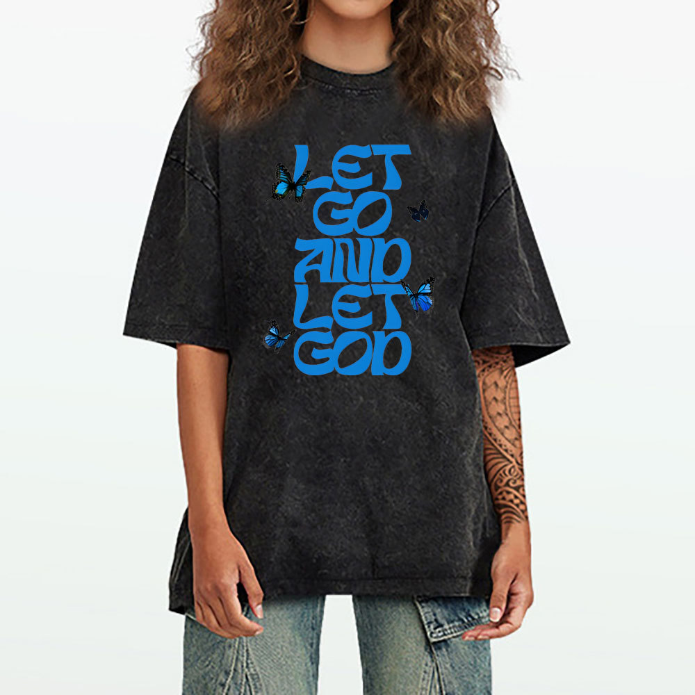 Let Go And Let God Chirstian Washed T-Shirt