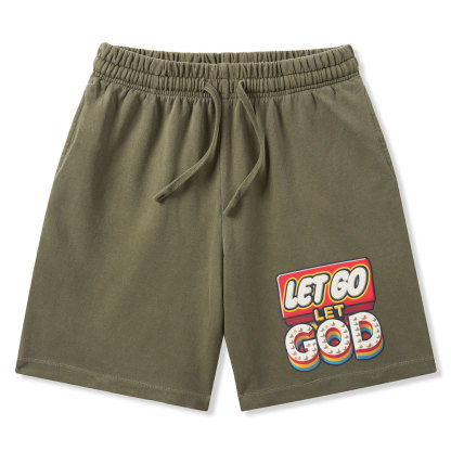Let Go Let God Christian Washed Shorts